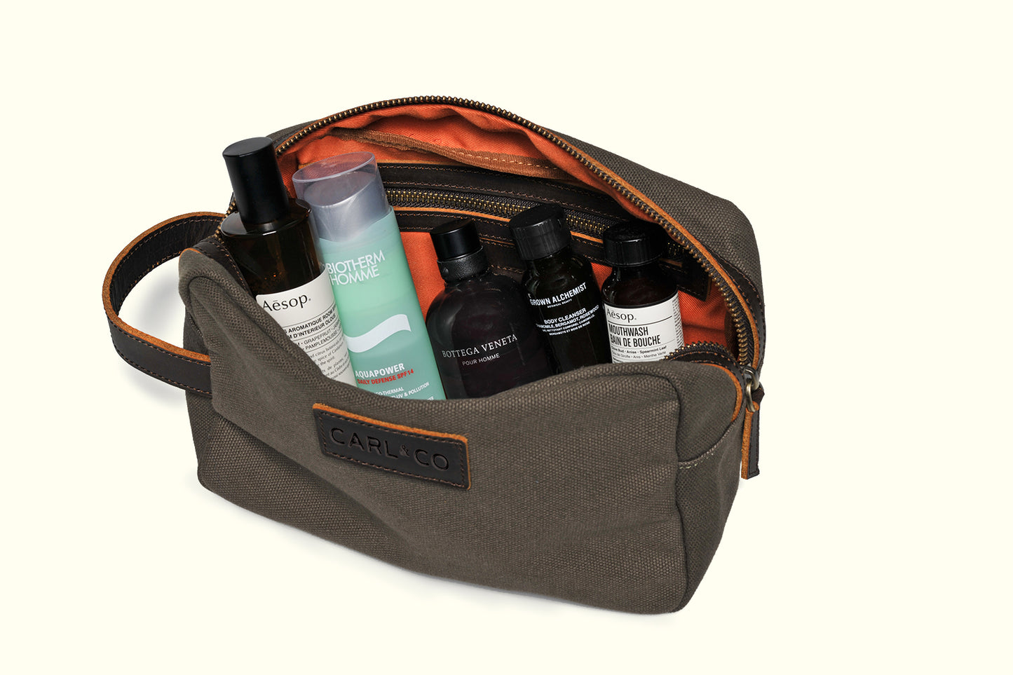Durable Canvas Leather Wash Bag for Modern Grooming Needs