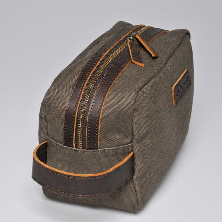 Durable Canvas Leather Wash Bag for Modern Grooming Needs